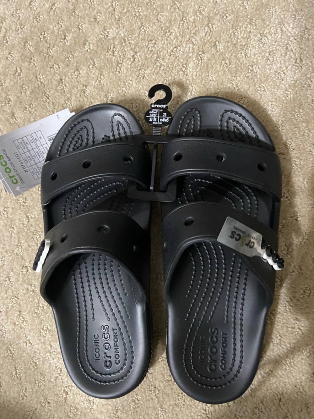 CROCS Black Double-Strap Slide Sandals